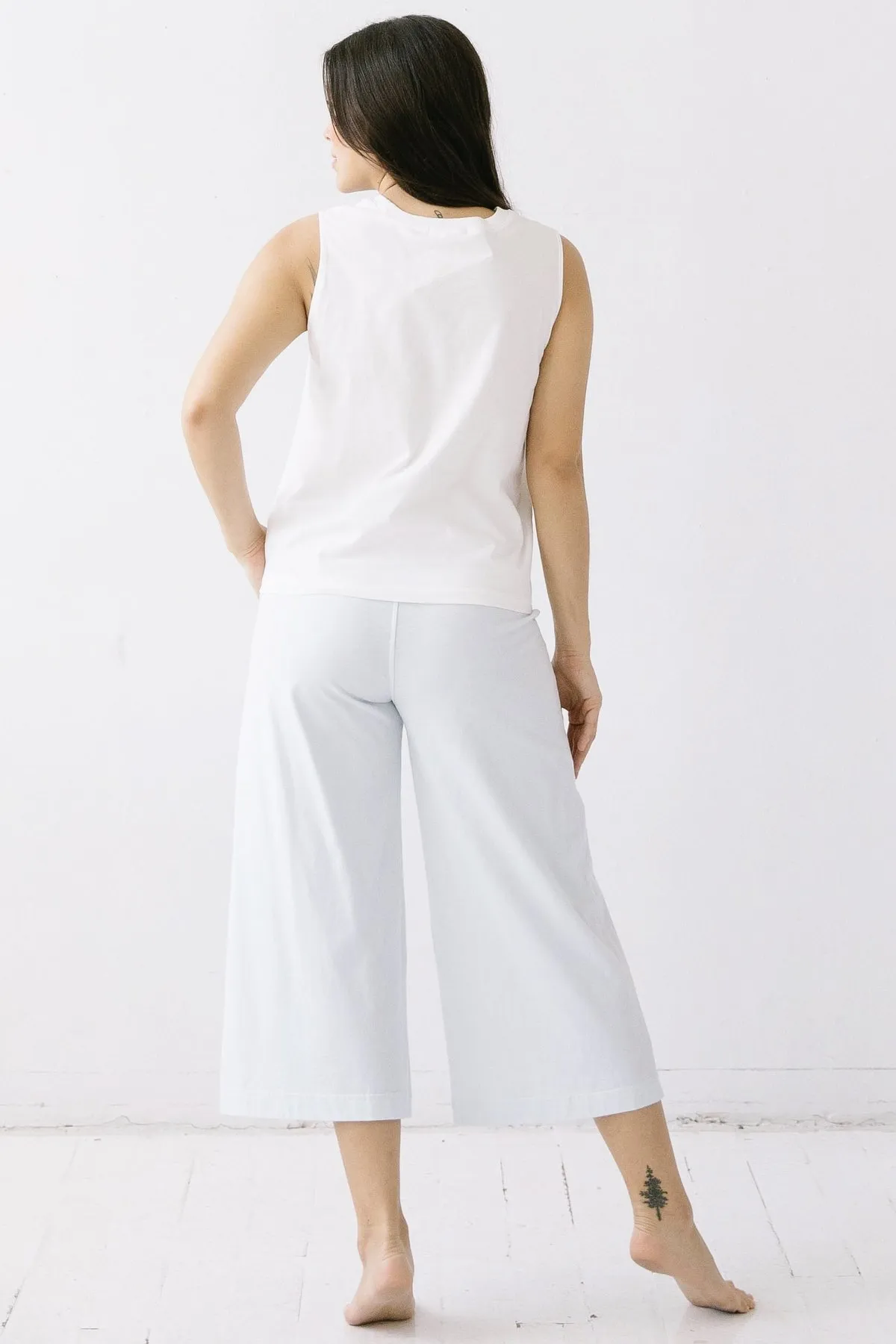 Pima Cotton Wide Leg Cropped Pants