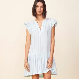 Pinstripe Gauze Ruffled Dress