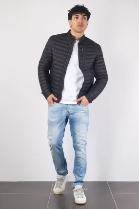 Black Biker Puffer Coat