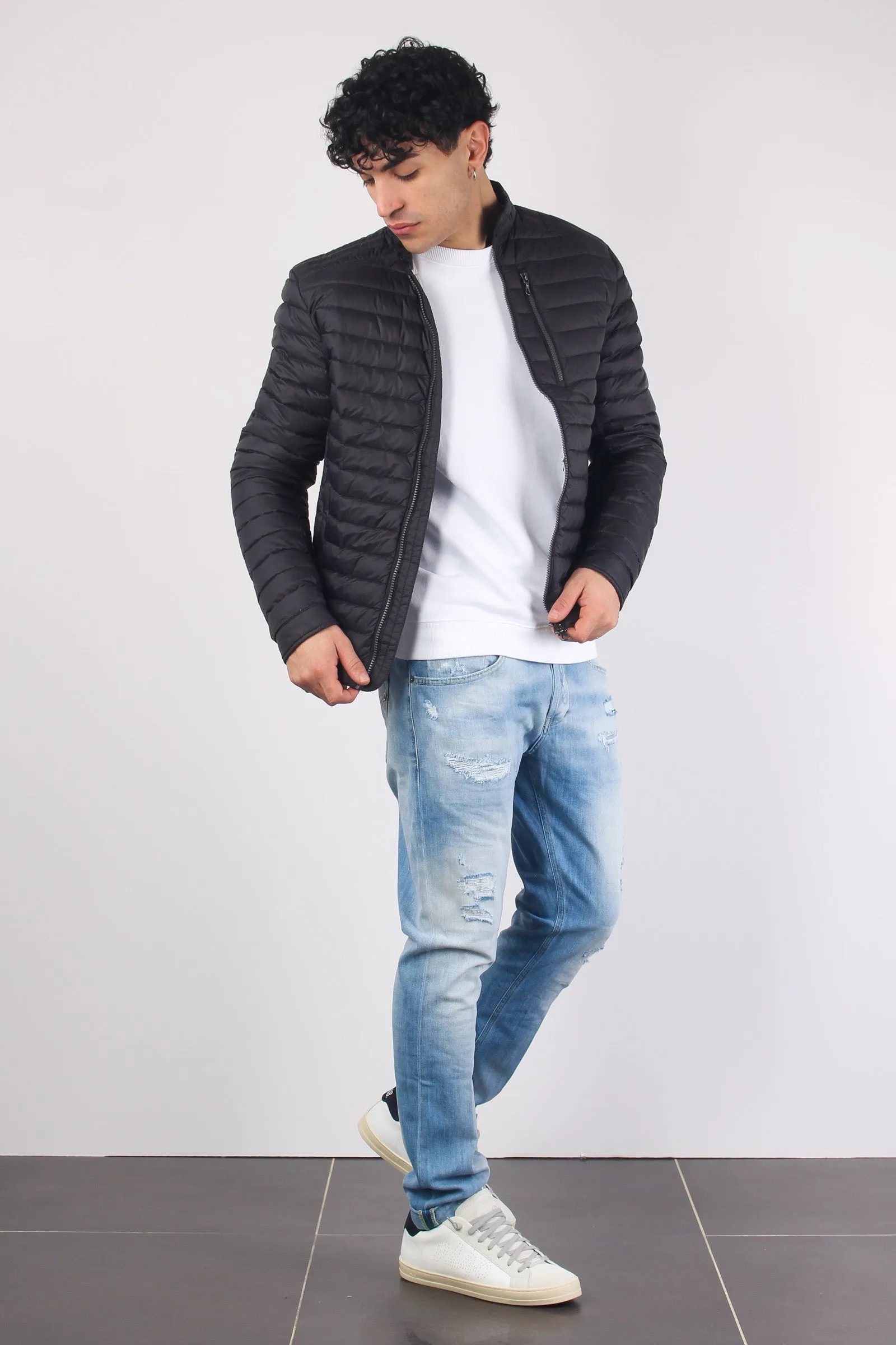 Black Biker Puffer Coat