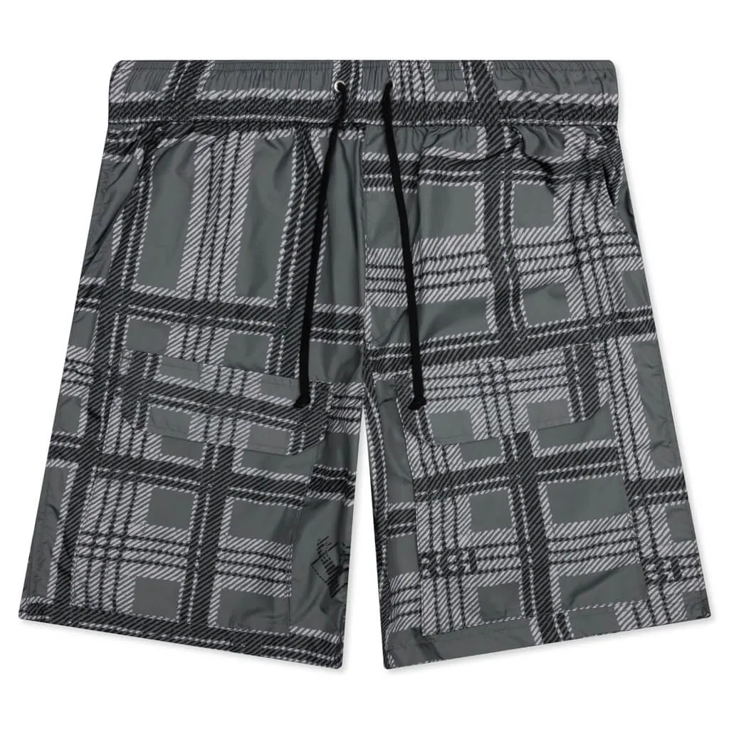 Plaid Ripstop Cargo Shorts - Black