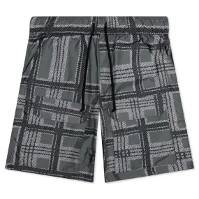 Plaid Ripstop Cargo Shorts - Black