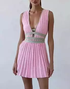 Pleated Color Block Dress