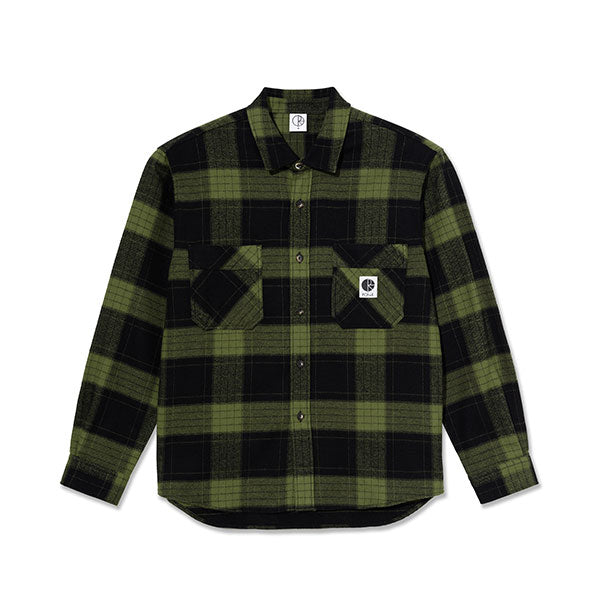 Polar Skate Co. Mike Flannel Long Sleeve Shirt - Black/Army Green