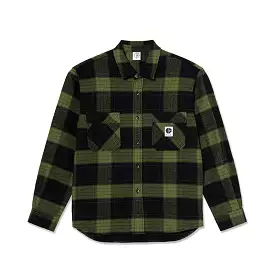 Polar Skate Co. Mike Flannel Long Sleeve Shirt - Black/Army Green