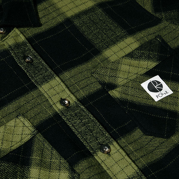 Polar Skate Co. Mike Flannel Long Sleeve Shirt - Black/Army Green