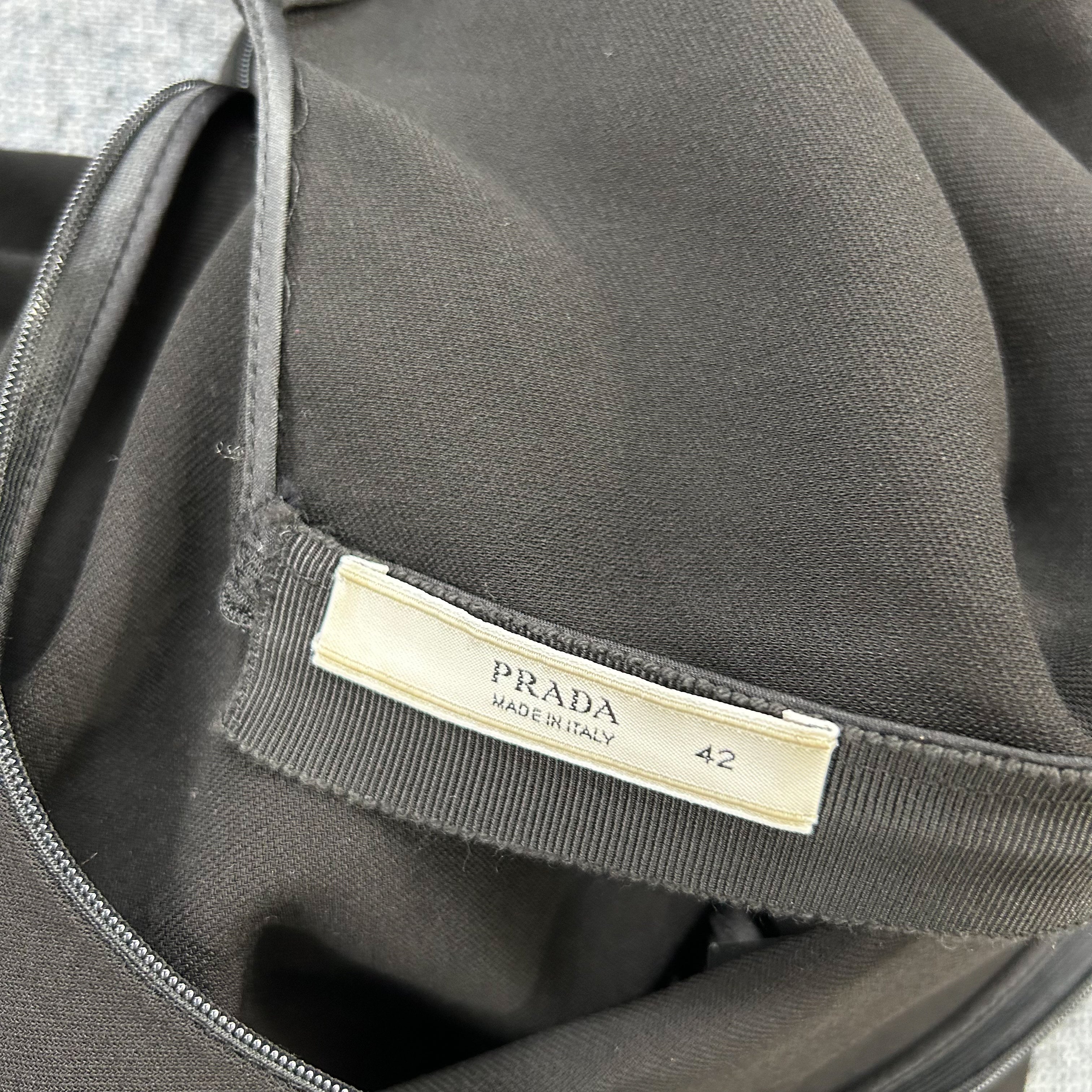 Prada Black Crepe Wool Silk Shift Dress XS/S