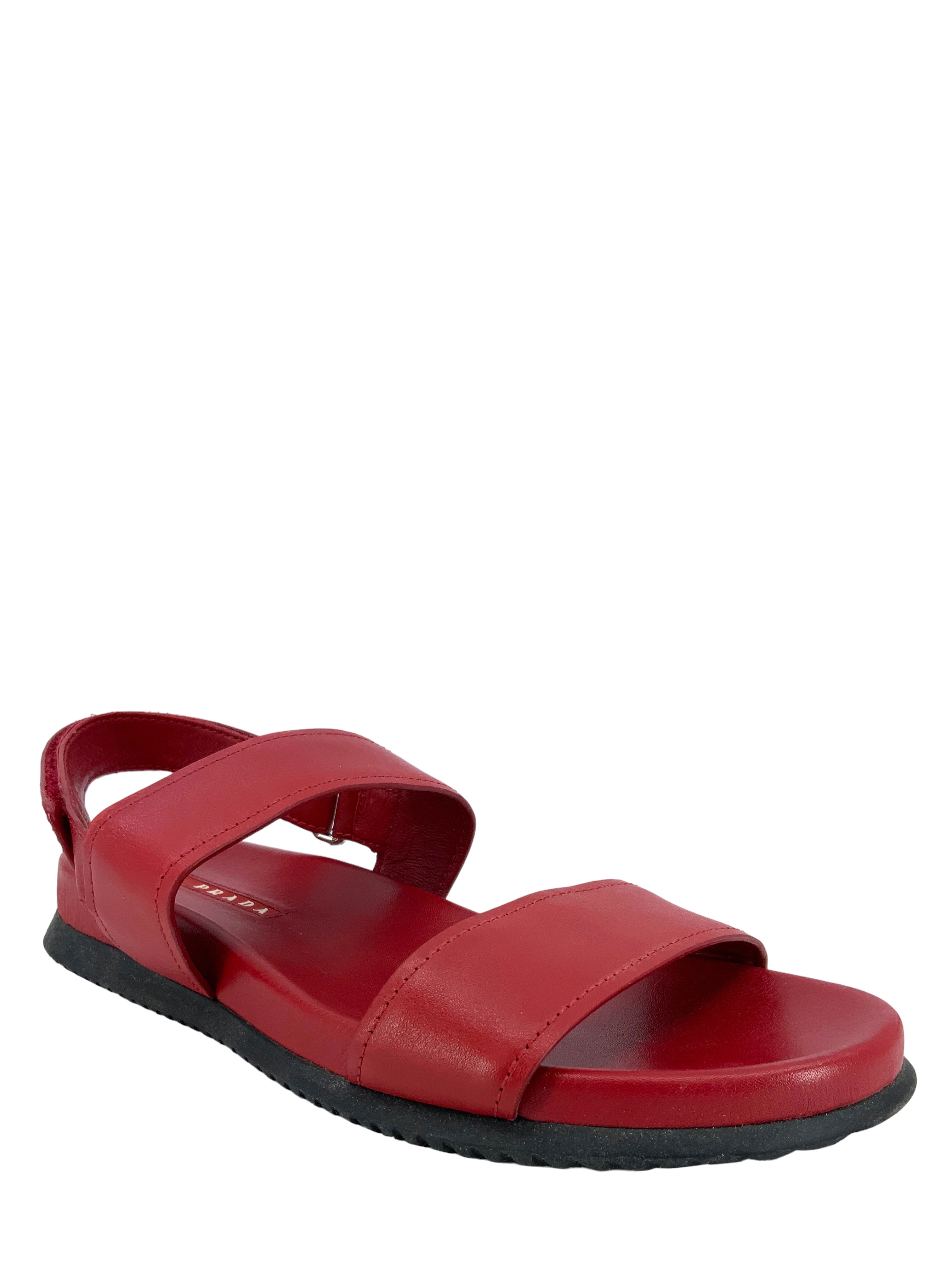 PRADA Leather Velcro Sandals - Size 7