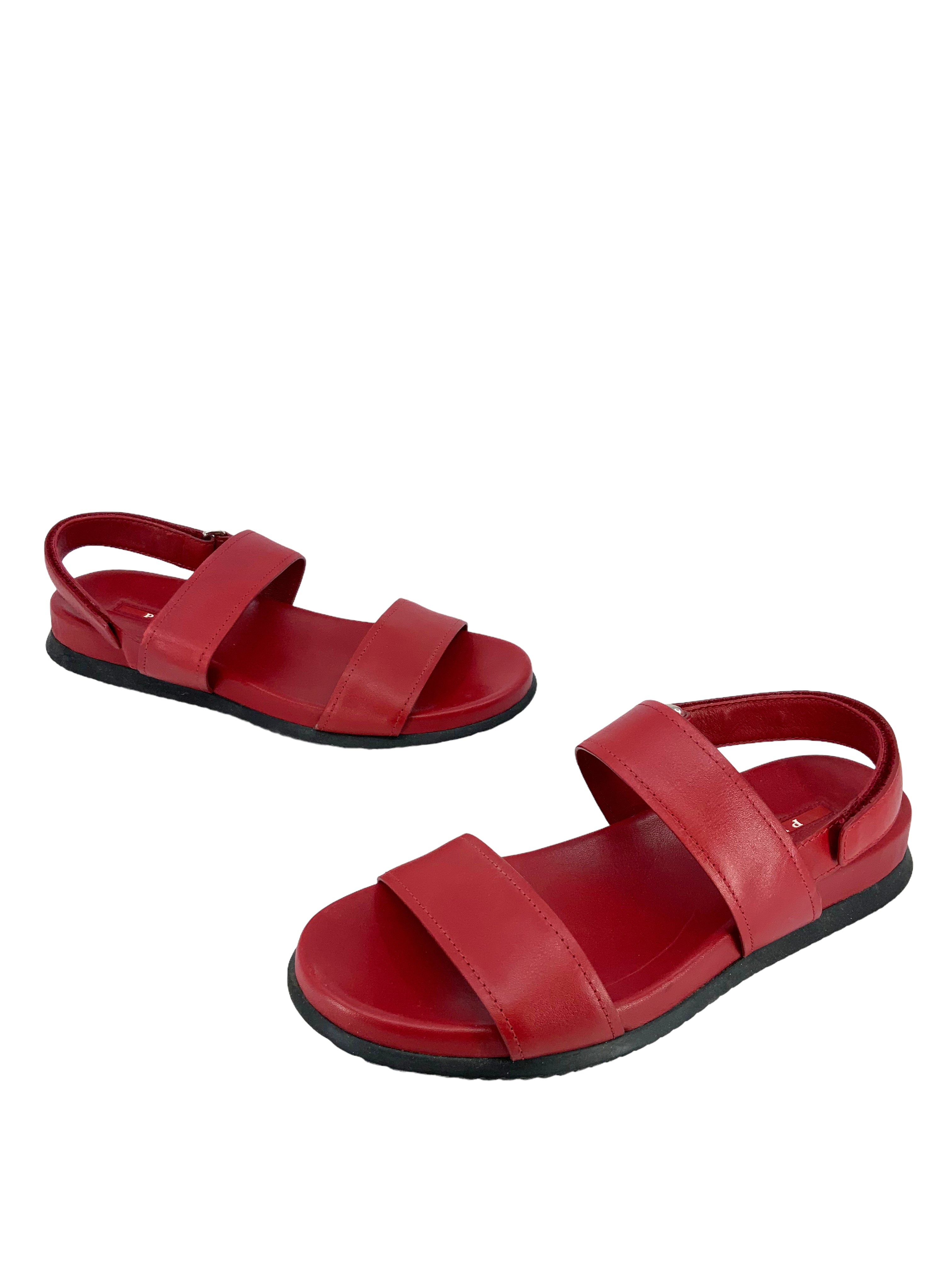 PRADA Leather Velcro Sandals - Size 7