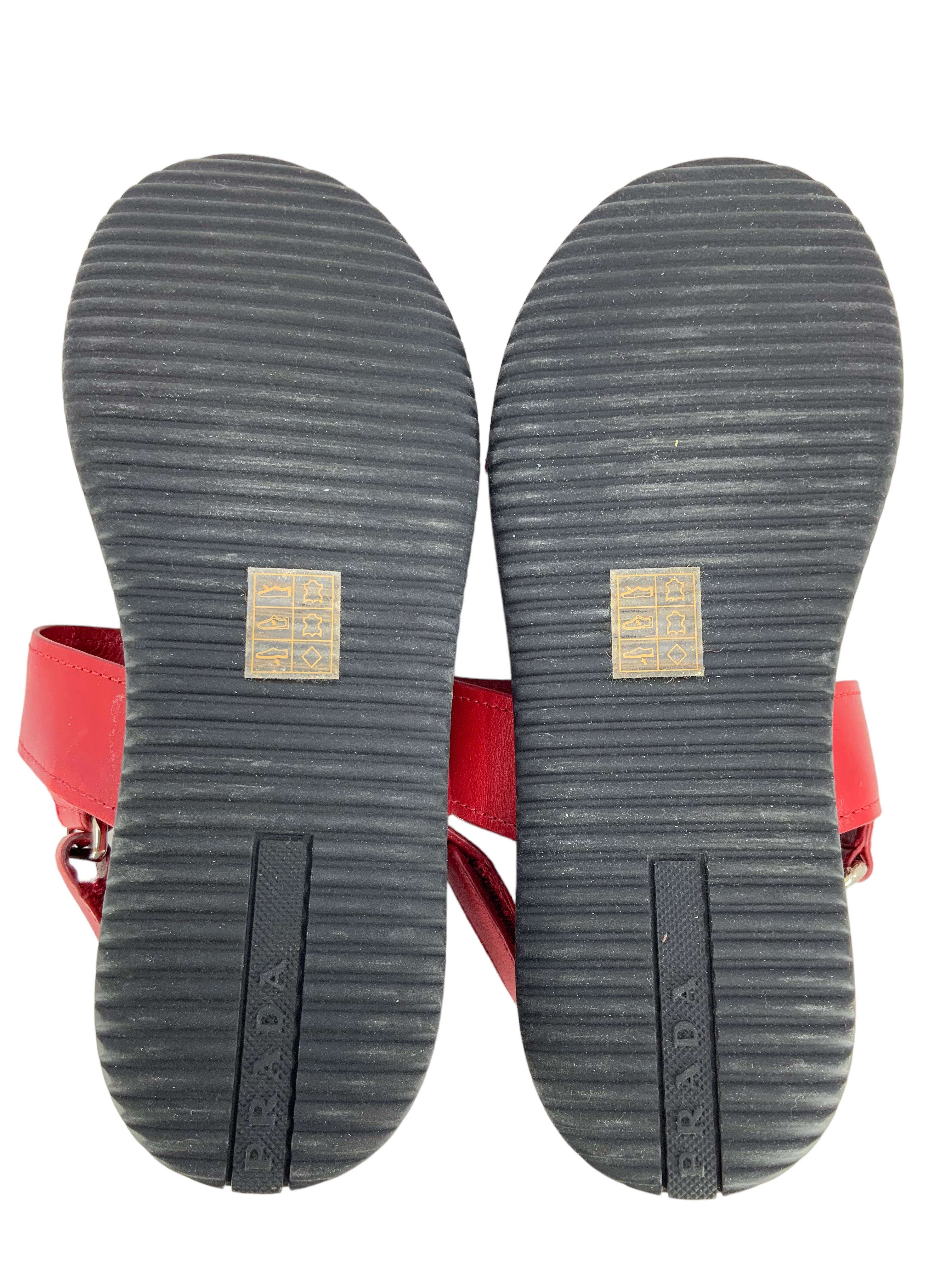 PRADA Leather Velcro Sandals - Size 7