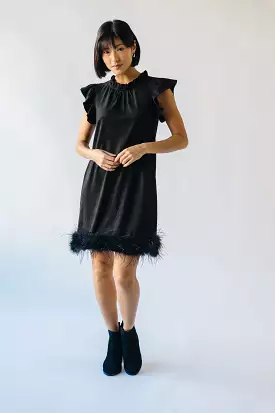 Pressler Fur Detailed Black Suede Dress