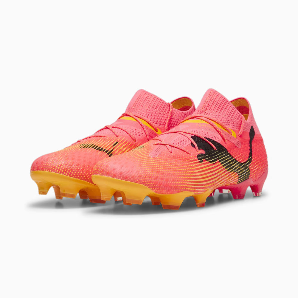 Puma Future 7 Ultimate FG/AG Sunset Glow Black Sun Stream football boots.