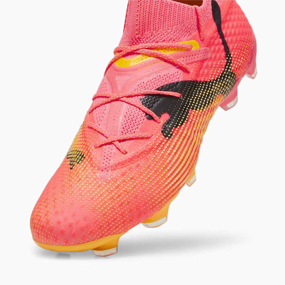 Puma Future 7 Ultimate FG/AG Sunset Glow Black Sun Stream football boots.