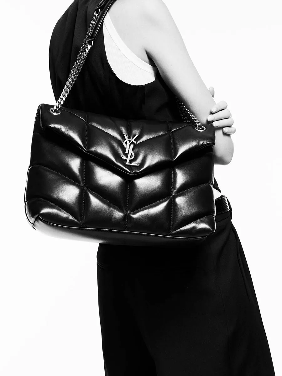 Quilted Lambskin Puffer Medium Chain Bag