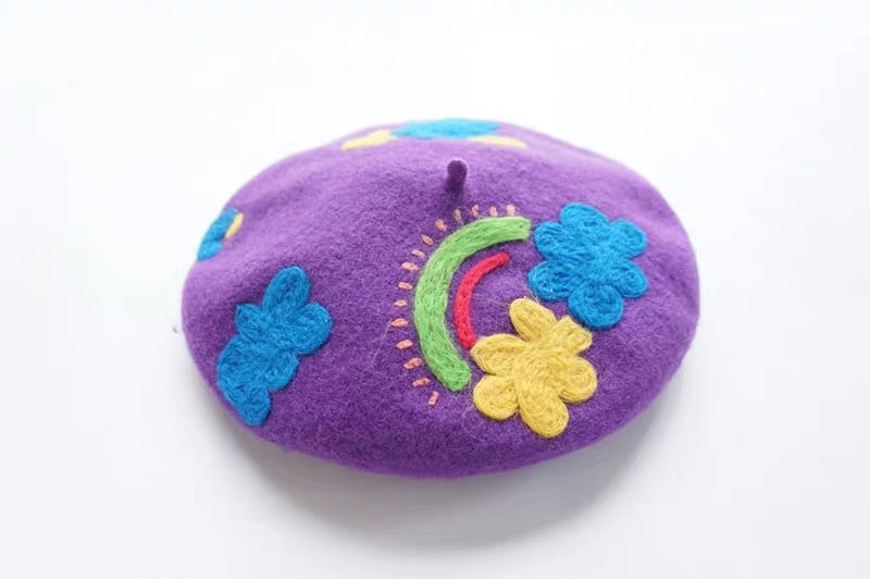 Rainbow Clouds Purple Beret BY51100 for Sale