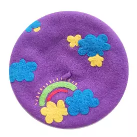 Rainbow Clouds Purple Beret BY51100 for Sale