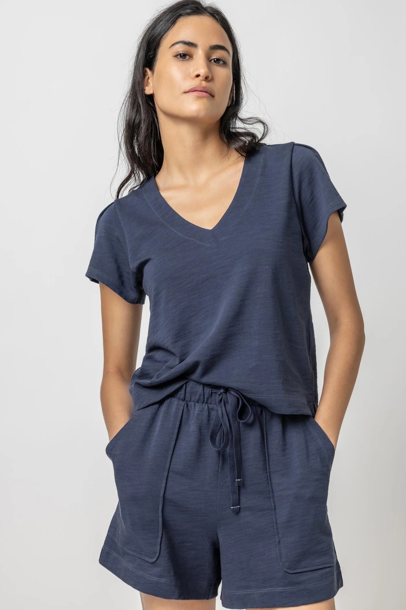 Result: V-Neck Pleated Cap Sleeve Top