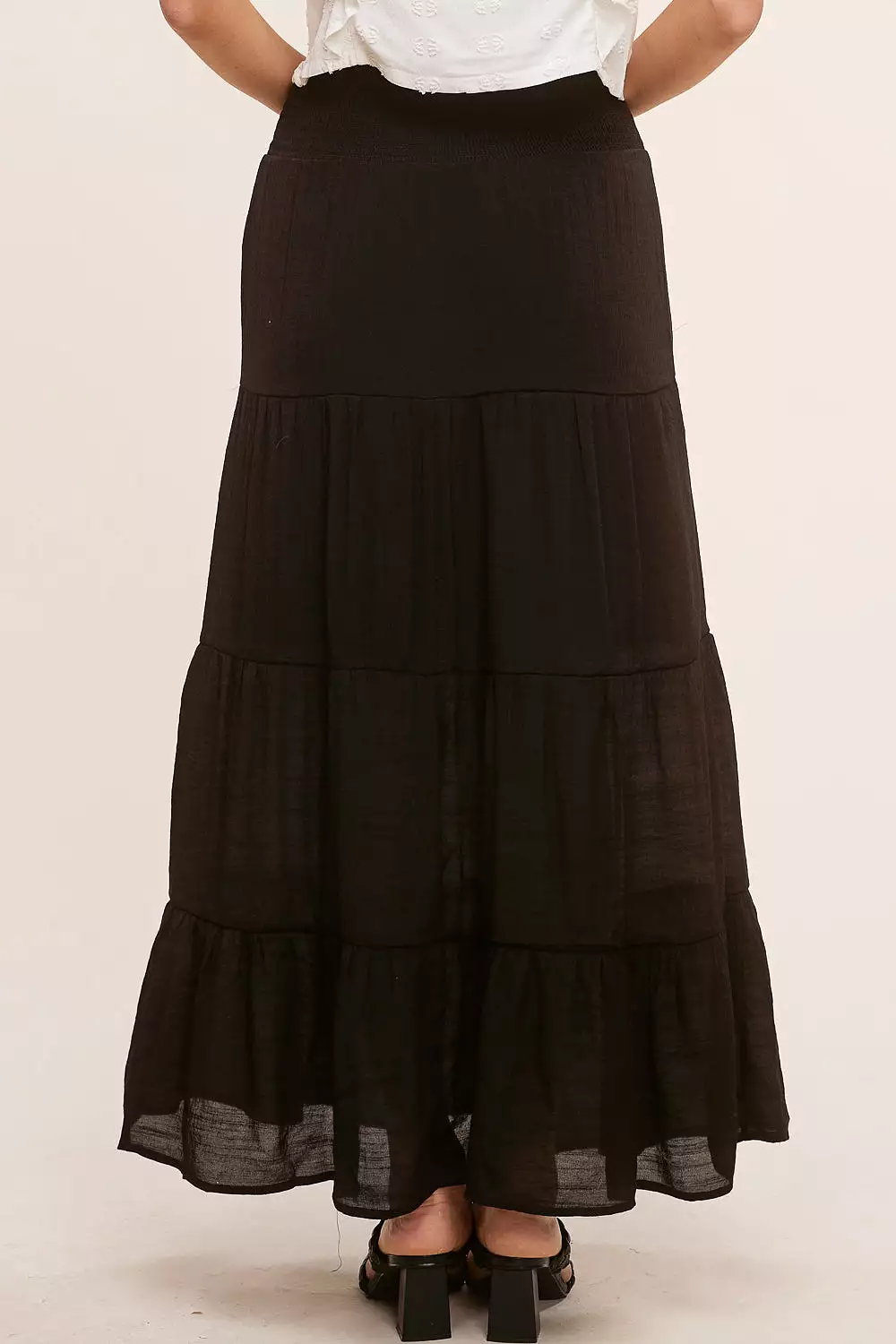 Results: Black Tiered Maxi Skirt - Stylish and Versatile Women's Skirt