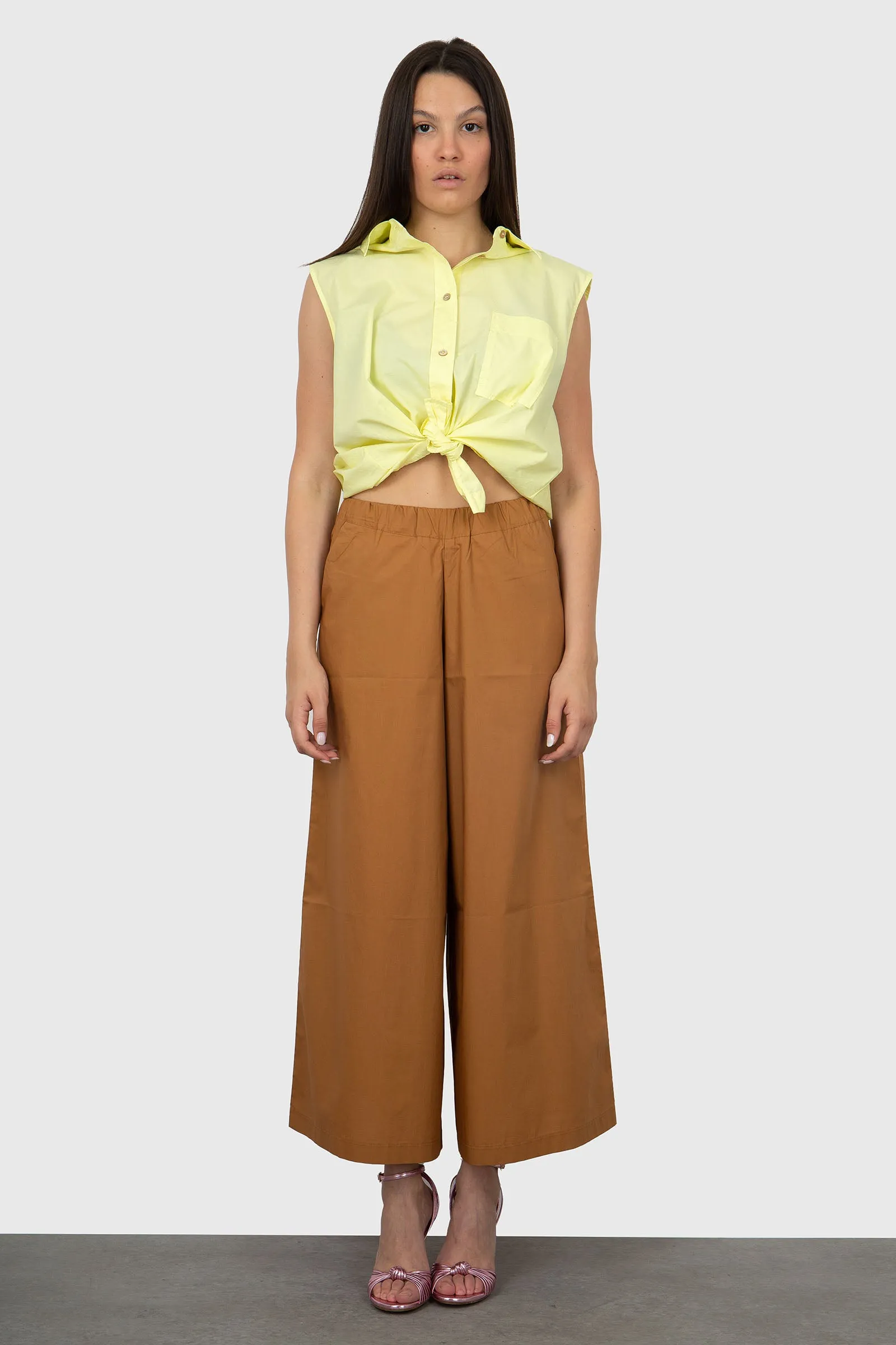 Cropped Biscotto Women's Pants by Roberto Collina