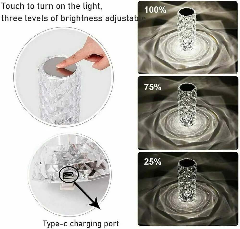 Crystal Touch Lamp with Remote Control for Creating Romantic Ambiance