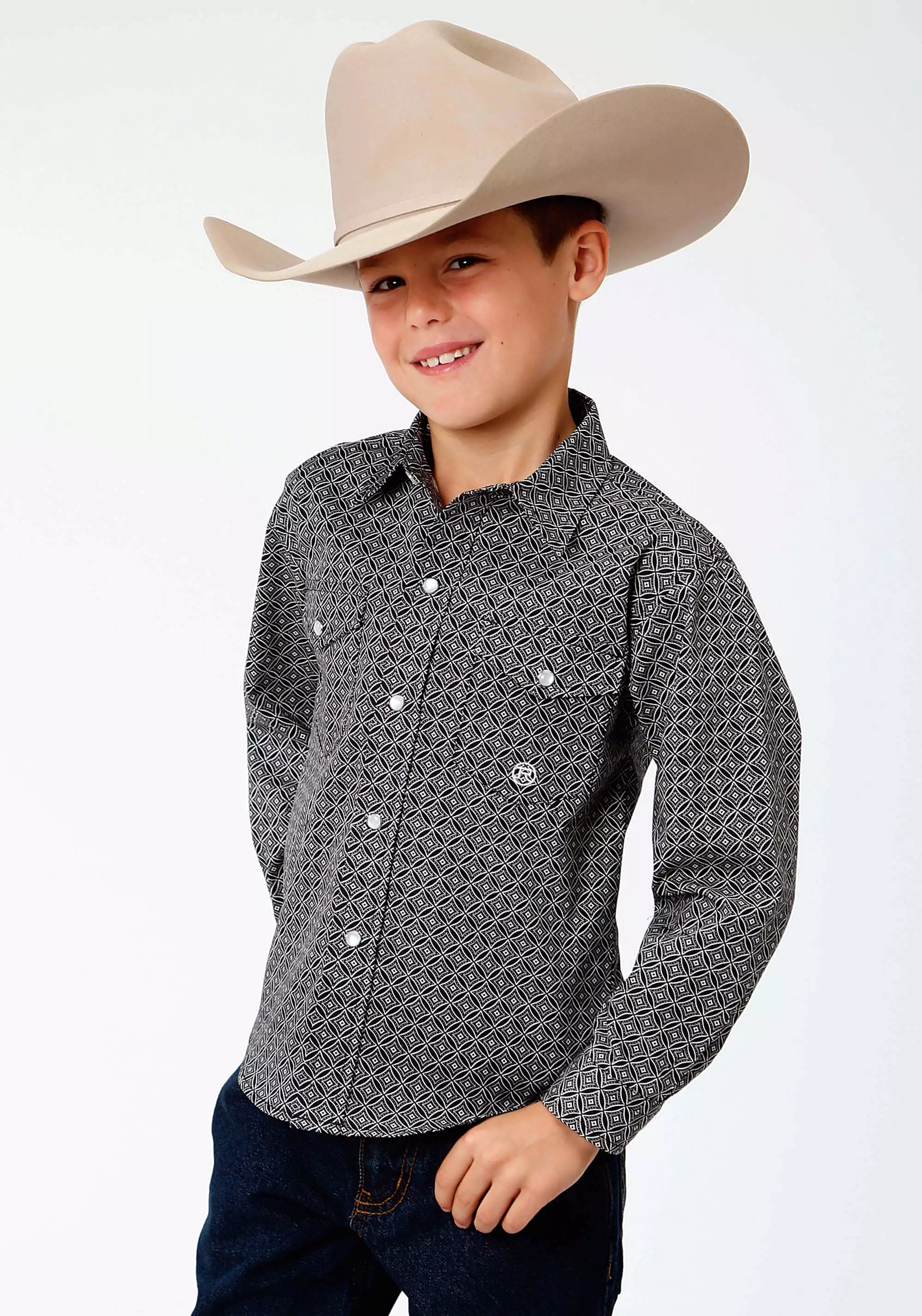 Roper Amarillo Collection Boys Long Sleeve Shirt - Black