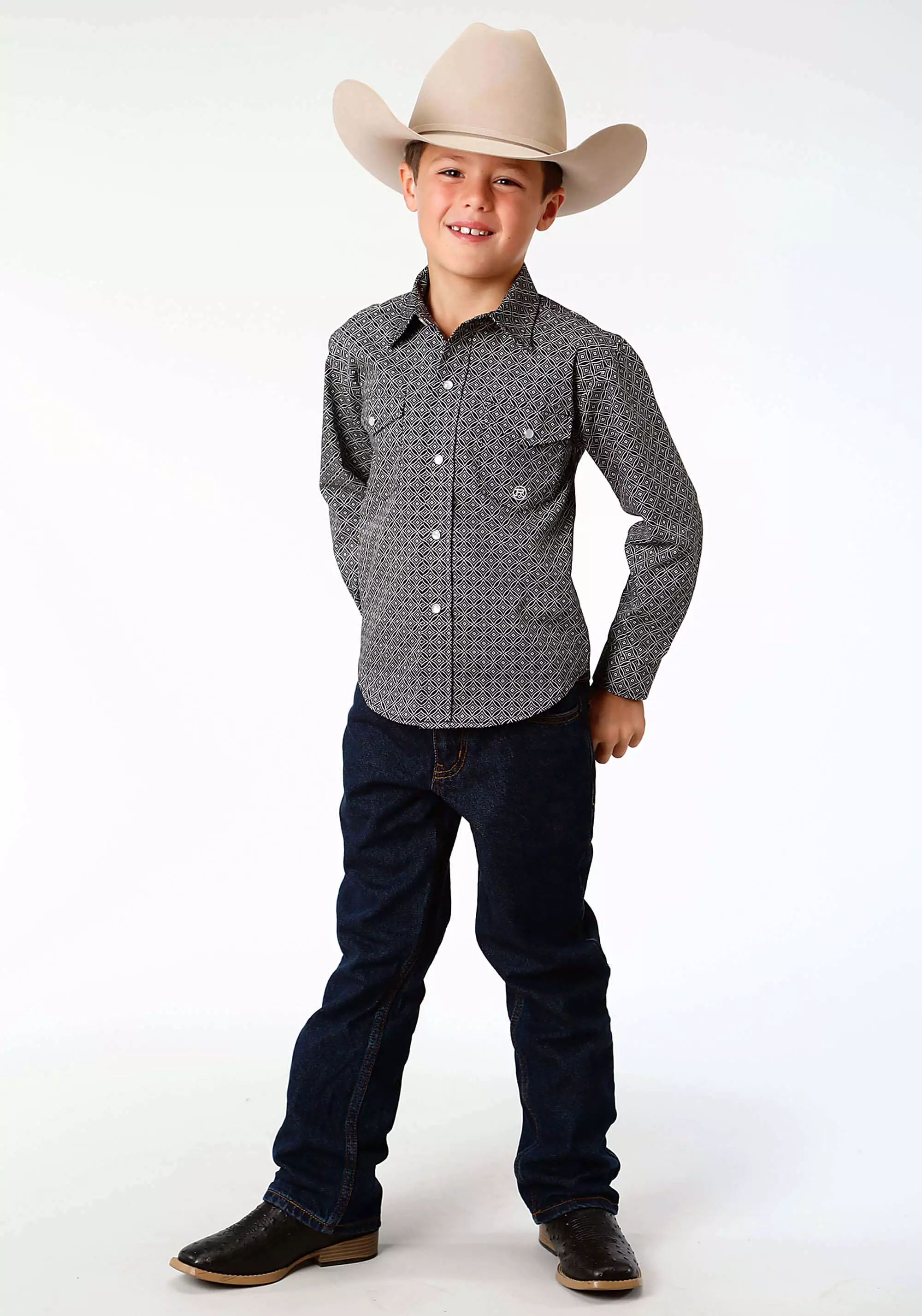 Roper Amarillo Collection Boys Long Sleeve Shirt - Black