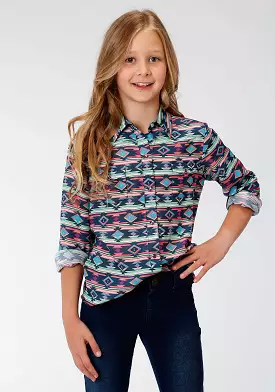 Roper Five Star Blue Girls Long Sleeve Shirt