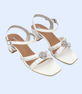 sandal heel for women in silver