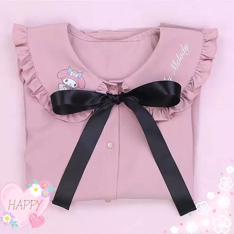 Sanrio character shirt blouse doll collar mymelody kuromi cinnamoroll - Sanrio character shirt with blouse and doll collar featu