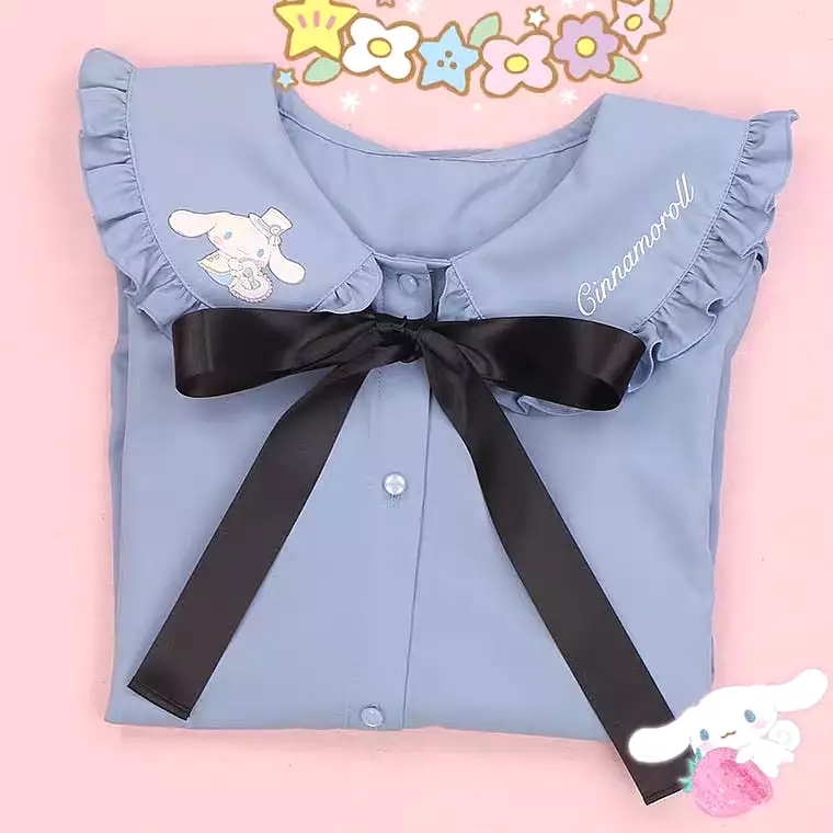 Sanrio character shirt blouse doll collar mymelody kuromi cinnamoroll - Sanrio character shirt with blouse and doll collar featu