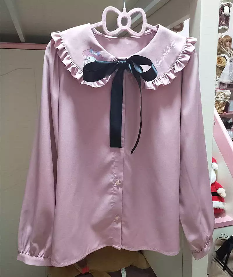 Sanrio character shirt blouse doll collar mymelody kuromi cinnamoroll - Sanrio character shirt with blouse and doll collar featu