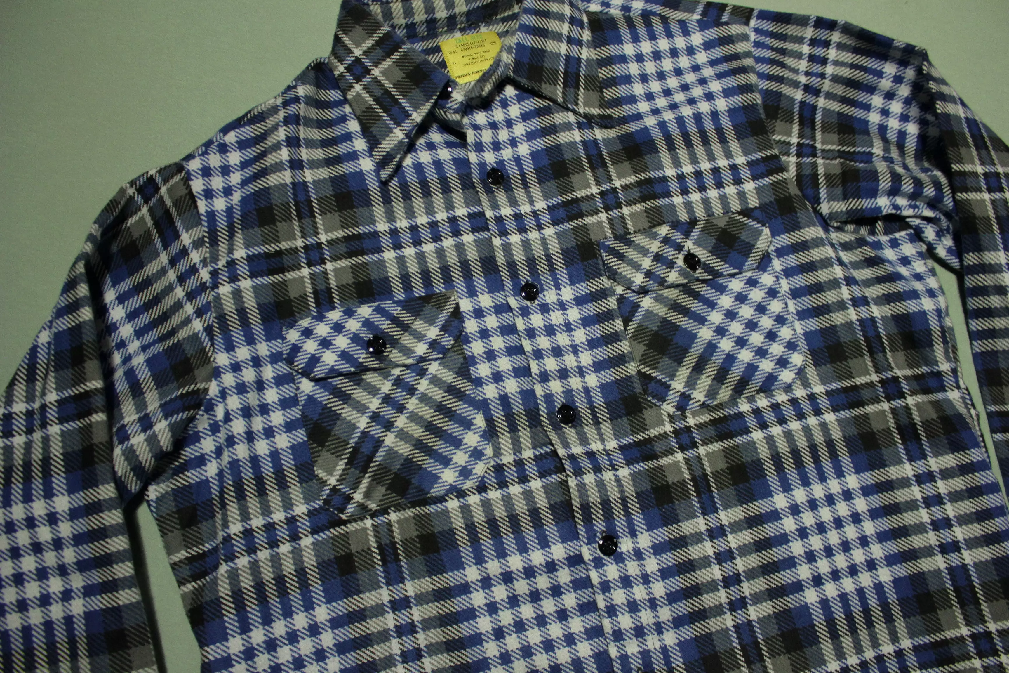 Sears Vintage 70's Flannel Western Shirt - Heavy Plaid Design - Perma Prest Technology