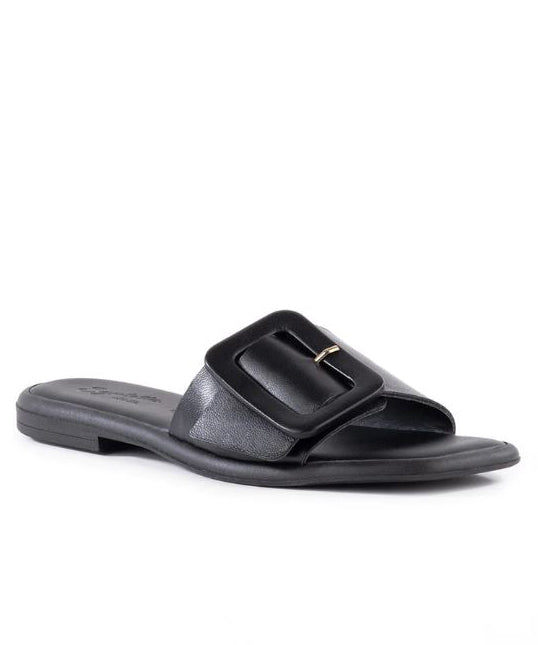 Seychelles Black Slide Sandal Manhattan Buckle