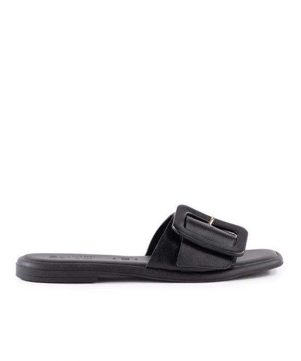 Seychelles Black Slide Sandal Manhattan Buckle