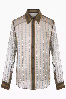 silk shirt with sequins and rhinestones