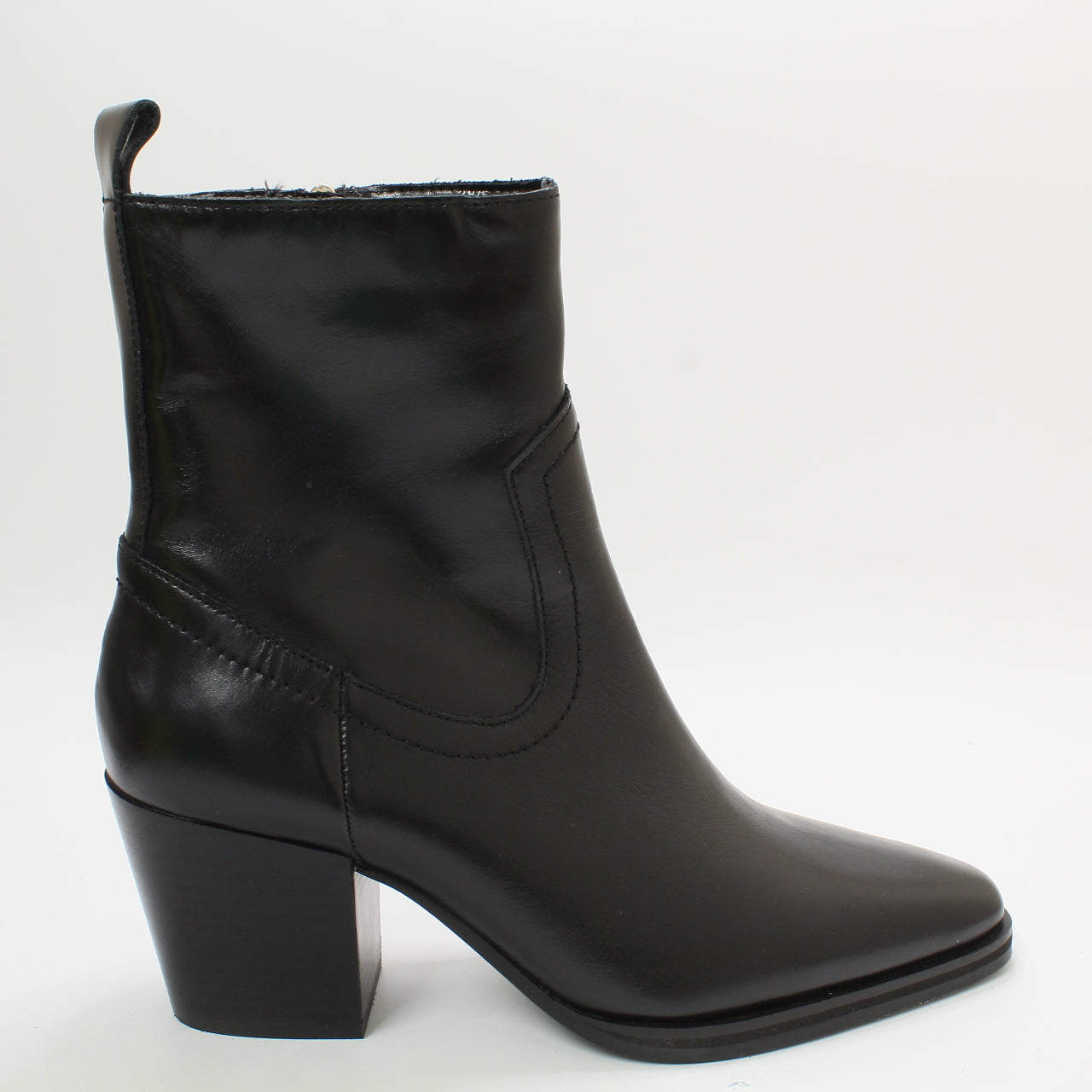 Sizes - Womens Office Anika Western Ankle Boots Black Leather - UK Sizes Right 5/Left 6