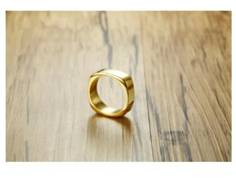 High Polished Comfort fit Square Design Solid Gold Ring SM3