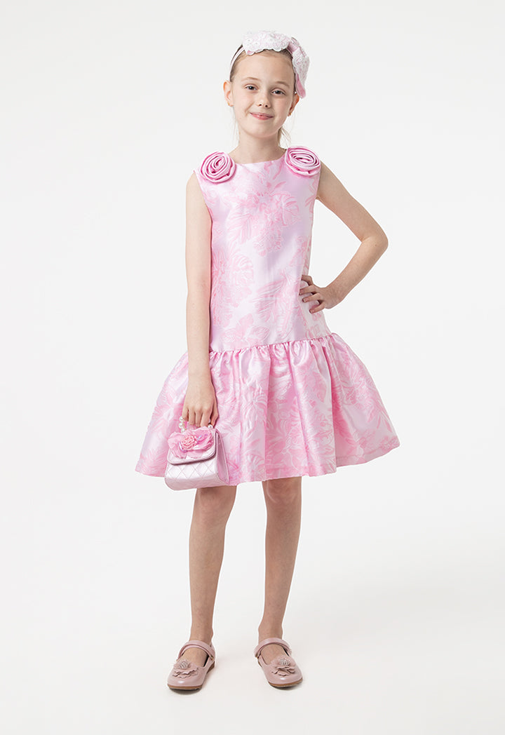 Solid Rose Bud Ruffle Dress