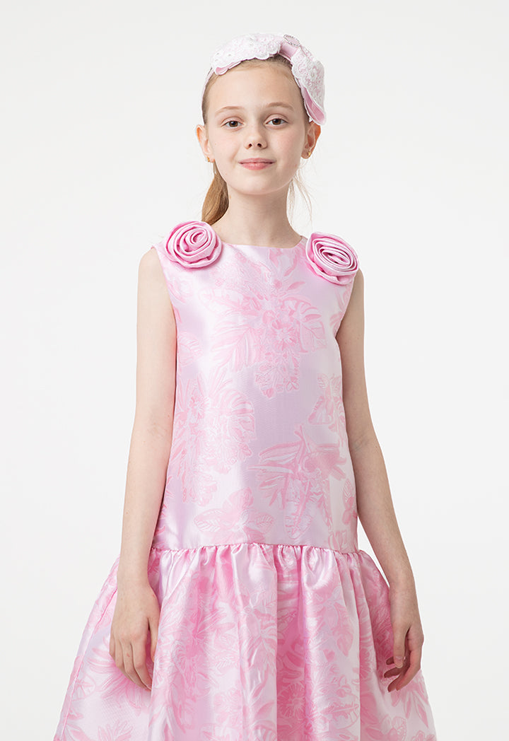 Solid Rose Bud Ruffle Dress