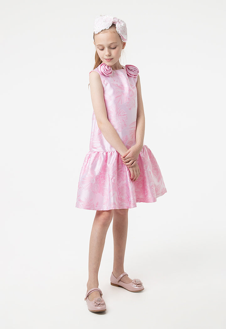 Solid Rose Bud Ruffle Dress