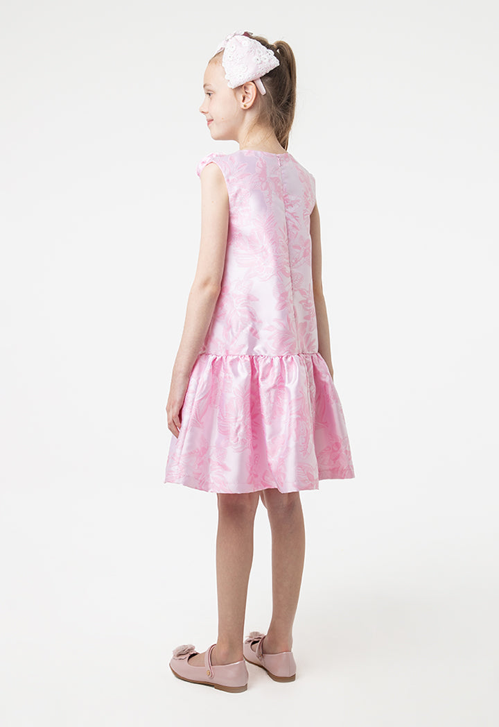 Solid Rose Bud Ruffle Dress