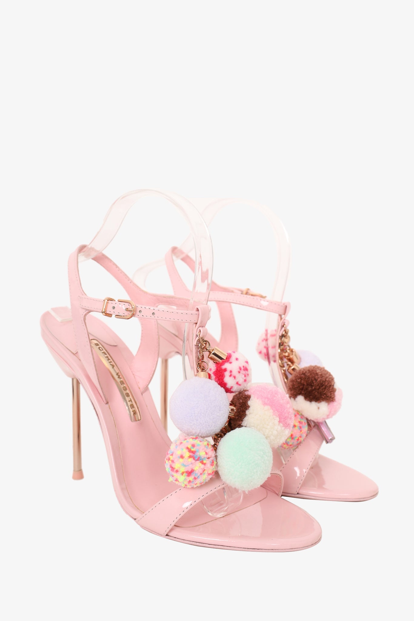 Sophia Webster Pink Patent Layla Pom Pom Sandals - Size 39.5