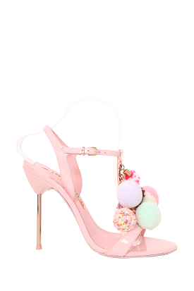 Sophia Webster Pink Patent Layla Pom Pom Sandals - Size 39.5