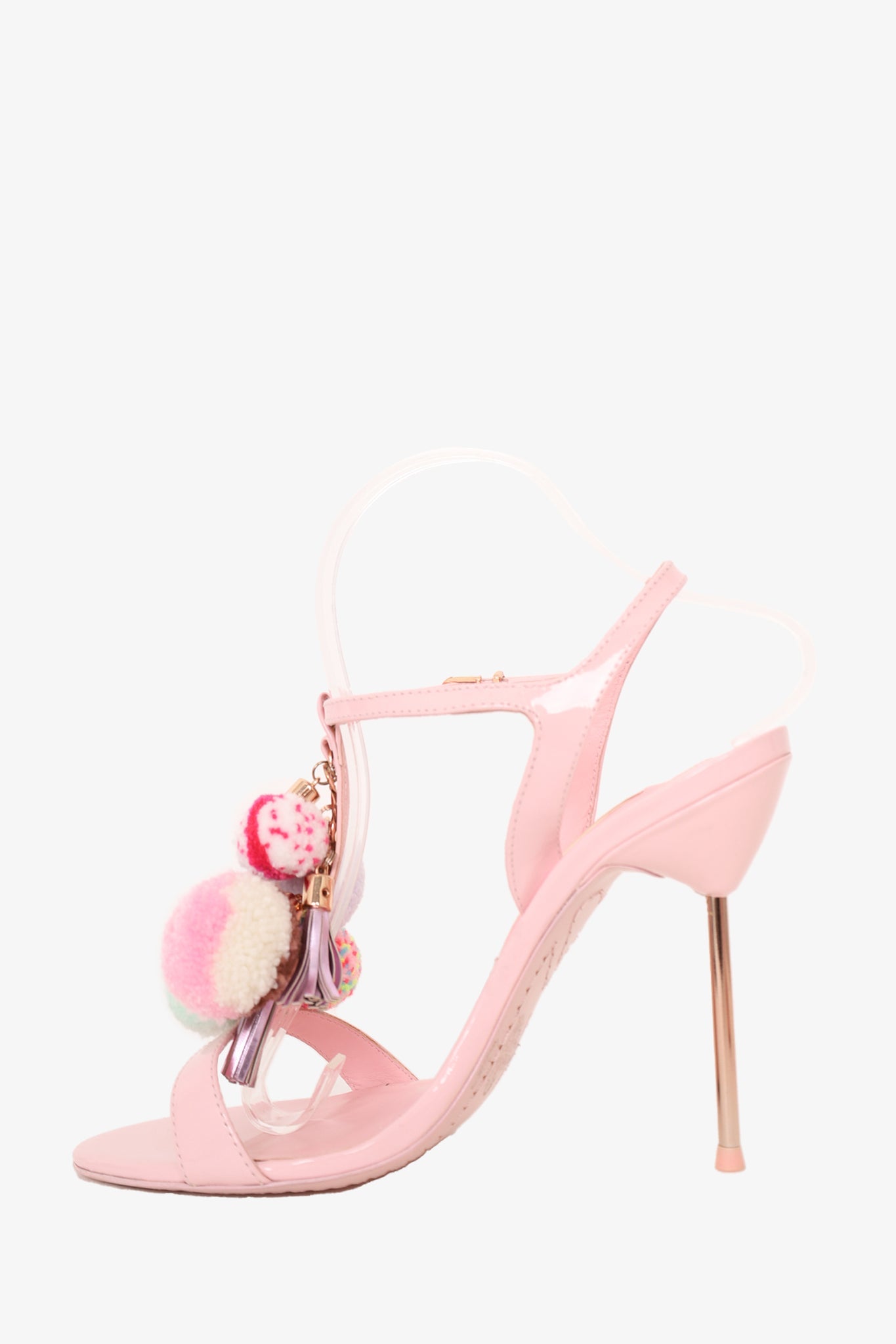 Sophia Webster Pink Patent Layla Pom Pom Sandals - Size 39.5