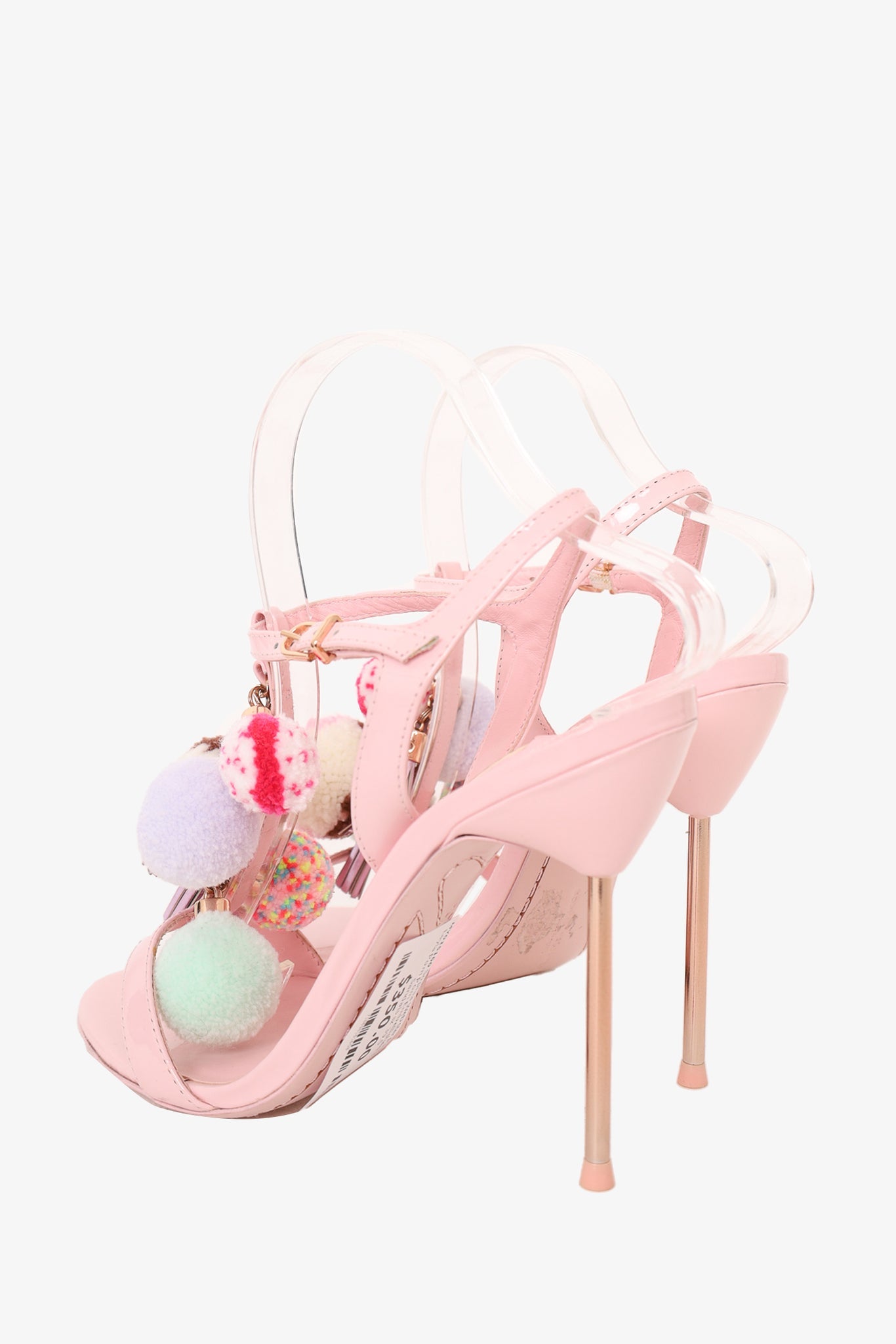 Sophia Webster Pink Patent Layla Pom Pom Sandals - Size 39.5