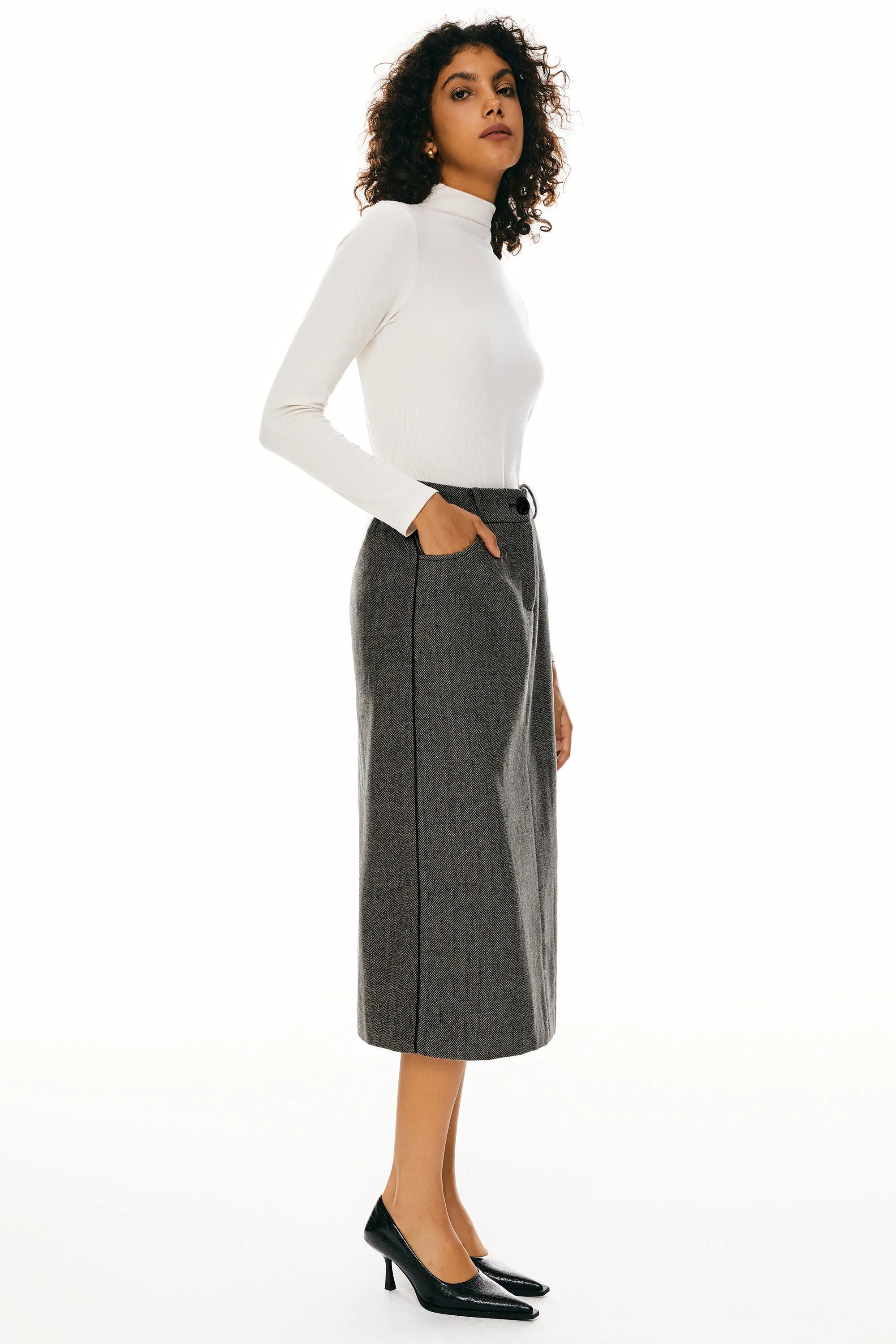 Sophisticated Wool Office Skirt