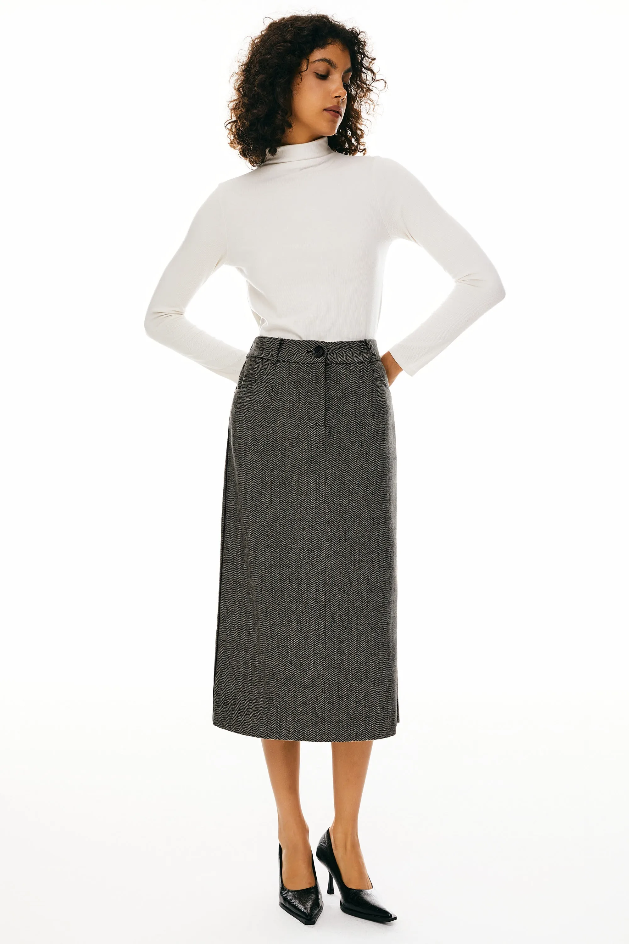 Sophisticated Wool Office Skirt