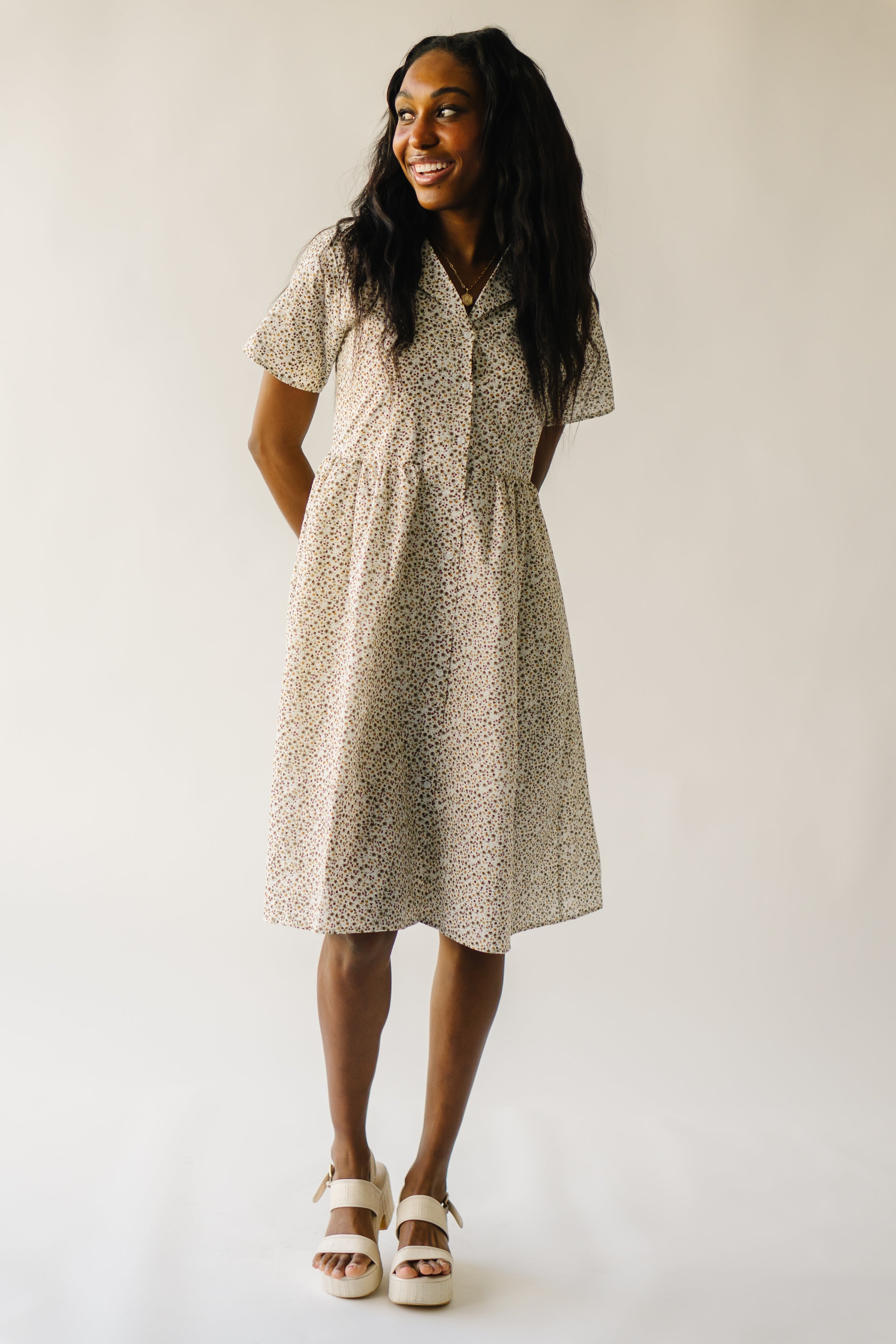 Stayton Brown Floral Button-Up Dress