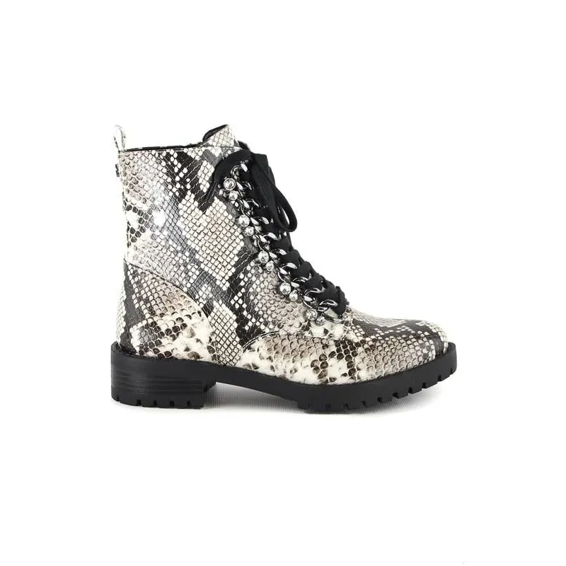 Python Print Biker Boot, Black