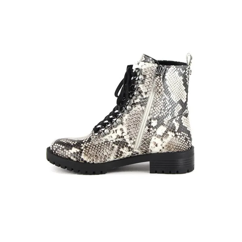 Python Print Biker Boot, Black